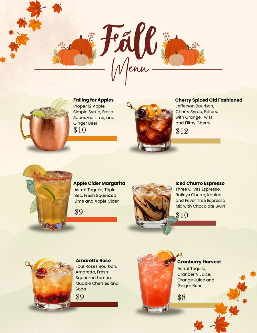 Saddle Up at Q Fall Drink Menu