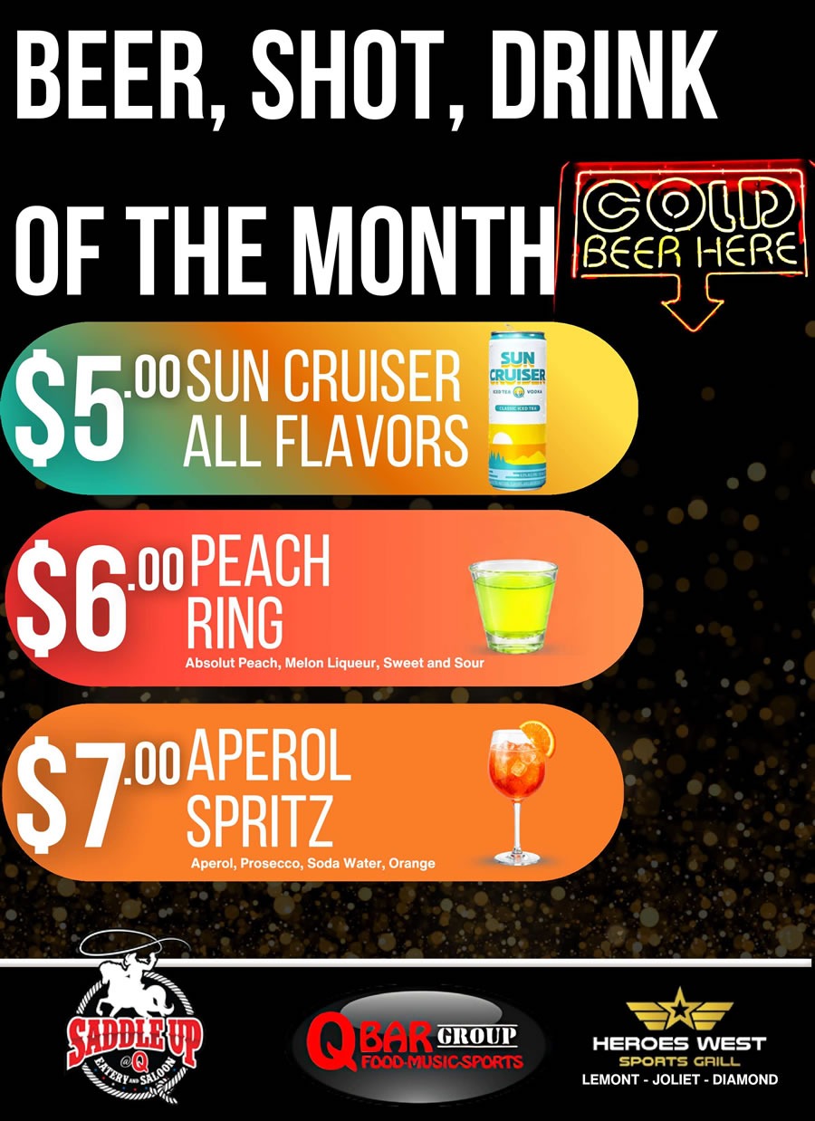 Monthly Drink Specials Aurora, Illinois
